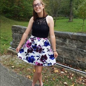 Two Piece Black & Floral Dress